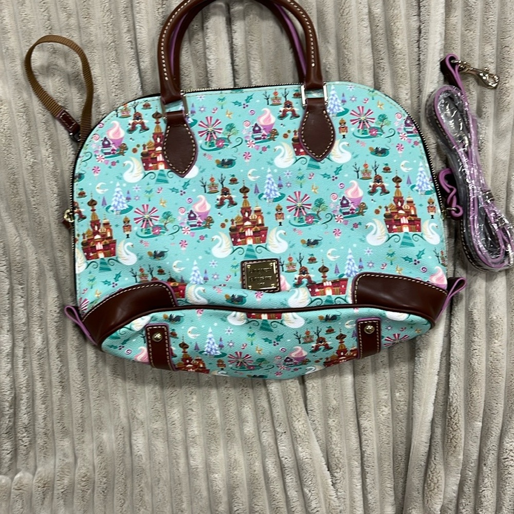 Dooney and Bourke Handbag with cross body strap- Mint and Brown